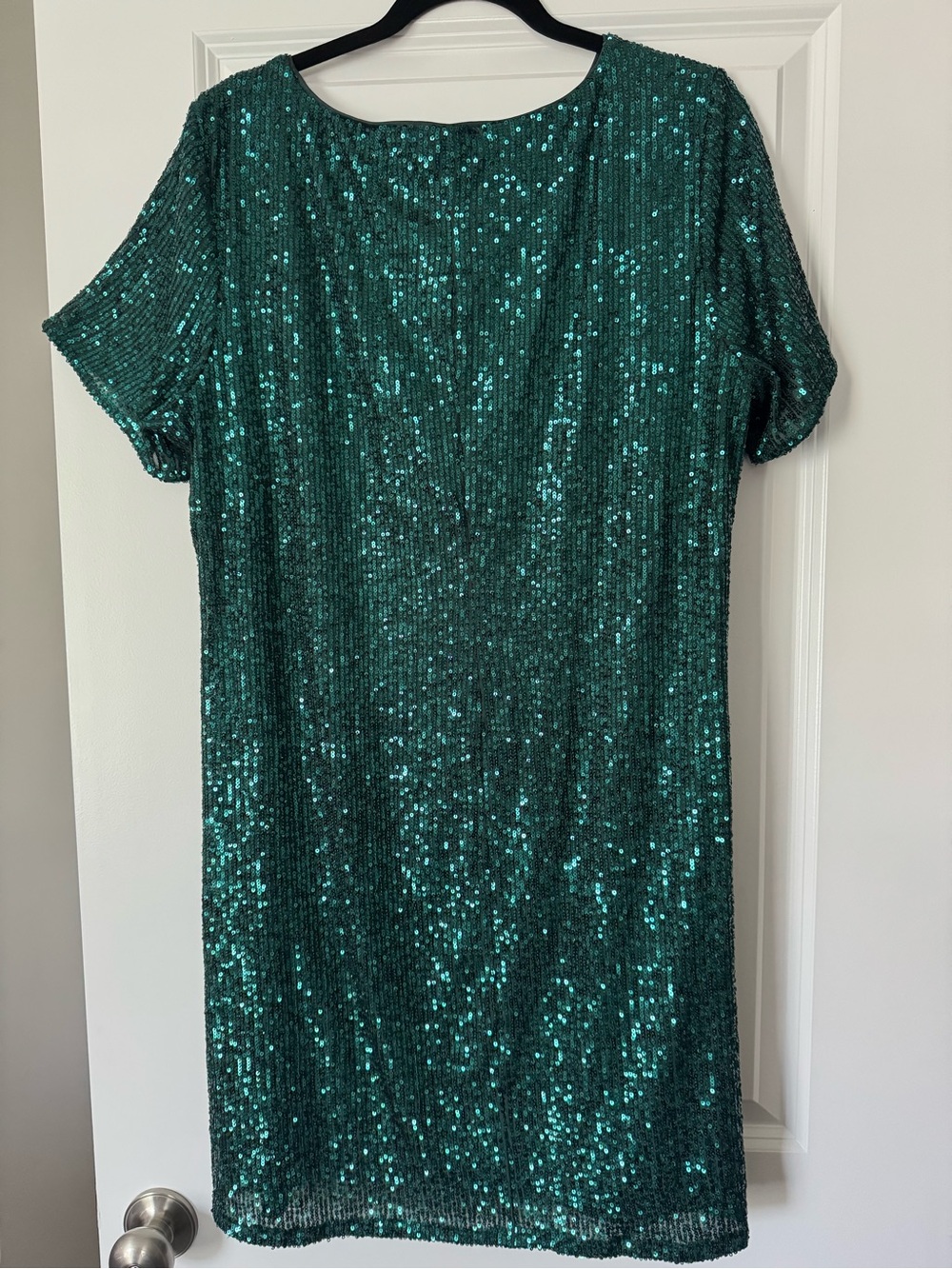Emerald Green Sequin Shift Dress - Picture 4 of 4